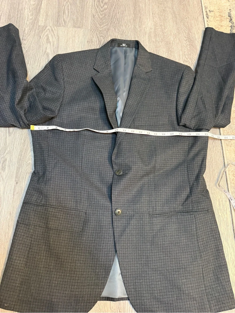Haggar Men’s Tailored Fit Blazer Sport Coat Jacket 40R Black Gray/Blue/Brw Plaid